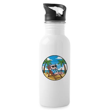 Coole Axolotl-Strandurlaubs-Sommerstimmung - Trinkflasche mit integriertem Trinkhalm - Weiß - Rechts