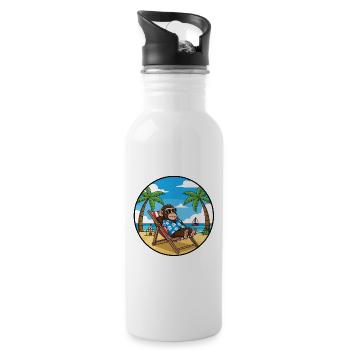 Coole Monkey Beach Vacation Summer Vibes - Trinkflasche mit integriertem Trinkhalm - Weiß - Rechts