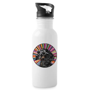 Dog with sunglasses - Water bottle with straw - white - Right