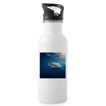 Grand Requin blanc dans le design de l’océan Sunlight - Gourde avec paille intégrée - blanc - Droite