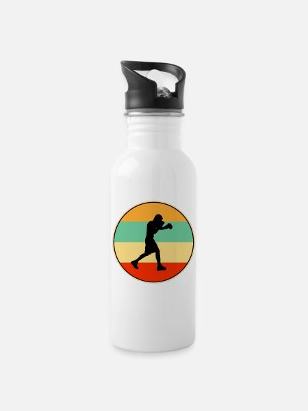 Athlète de boxe Retro Silhouette Sport de Combat - Gourde avec paille intégrée - blanc