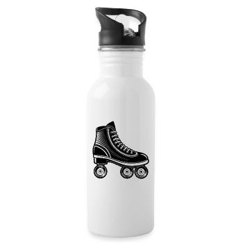 Rollschuh - Trinkflasche mit integriertem Trinkhalm - Weiß - Rechts