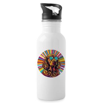 Sunglasses dog in rainbow style - Water bottle with straw - white - Right