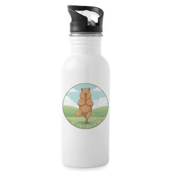 Zen Capybara Yoga Pose Achtsamkeitskunst - Trinkflasche mit integriertem Trinkhalm - Weiß - Rechts