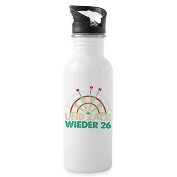 And Zack Again 26 Dartboard Design - Water bottle with straw - white - Right