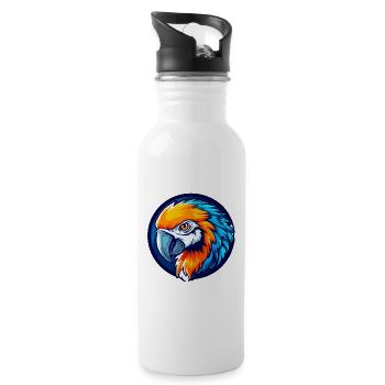 Tropical Parrot Esports Maskottchen-Logo - Trinkflasche mit integriertem Trinkhalm - Weiß - Rechts