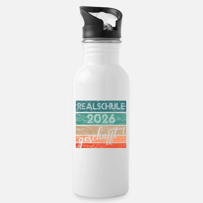 Realschule 2026 : Don accompli, certificat de fin d’études secondaires - Gourde avec paille intégrée - blanc