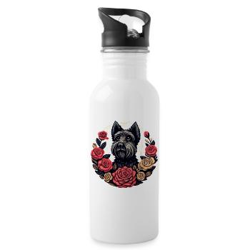 Terrier Rose Circle - Water bottle with straw - white - Right