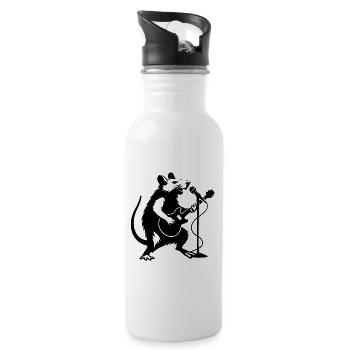 Ratterrockstar mit Gitarre - Trinkflasche mit integriertem Trinkhalm - Weiß - Rechts