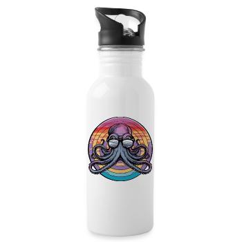 Octopus Retro Surf - Water bottle with straw - white - Right