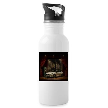 Electric car on the smoke scene - Water bottle with straw - white - Right