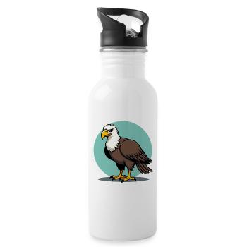 Proud Eagle Majestic Bird of Prey - Water bottle with straw - white - Right