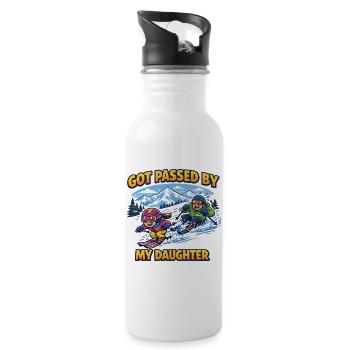 Skiing Got Passed by My Daughter Family Trip - Water bottle with straw - white - Right