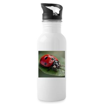 Lucky Charm Ladybug Macro Nature Design - Water bottle with straw - white - Right