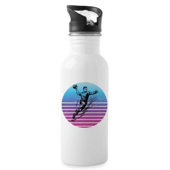 Motif handball pour vrais amoureux pour hommes - Gourde avec paille intégrée - blanc - Droite