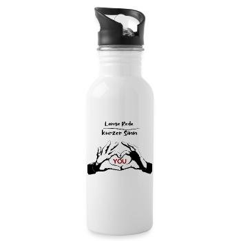 Rotes YOU Typografie auf Schwarz - Trinkflasche mit integriertem Trinkhalm - Weiß - Rechts