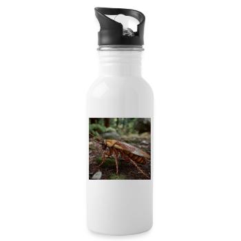 Realistische Kakerlake – Makro Insekt Design - Trinkflasche mit integriertem Trinkhalm - Weiß - Rechts
