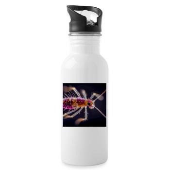 Neon Insect Macro – Abstract Micro World Design - Water bottle with straw - white - Right