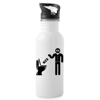 NZS Into the Toilet, Into the Toilet! Against Right Black - Water bottle with straw - white - Right