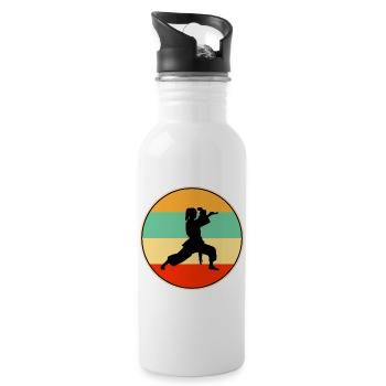 Vintage Female Karate Player Martial Arts Retro - Water bottle with straw - white - Right