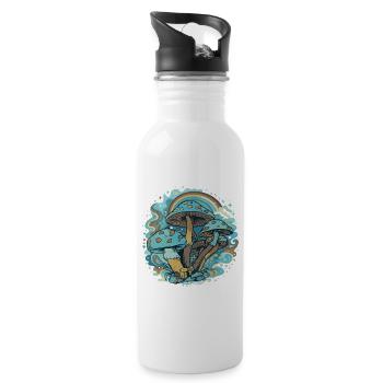 Blue Mushroom Wonder Forest - Water bottle with straw - white - Right