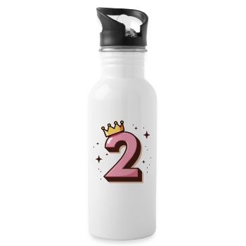 2e anniversaire Petite Princesse Couronne - Gourde avec paille intégrée - blanc - Droite