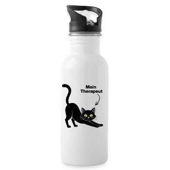 MEINE KATZE IST MEIN THERAPEUT😻 CATLOVER FELLNASE - Trinkflasche mit integriertem Trinkhalm - Weiß - Rechts