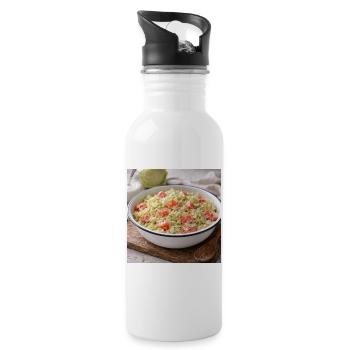 Cremiger Kohl-Tomaten-Salat - Trinkflasche mit integriertem Trinkhalm - Weiß - Rechts