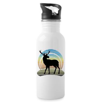 Hirsch - Trinkflasche mit integriertem Trinkhalm - Weiß - Rechts