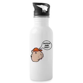 Niederländische Kapybara - Trinkflasche mit integriertem Trinkhalm - Weiß - Rechts