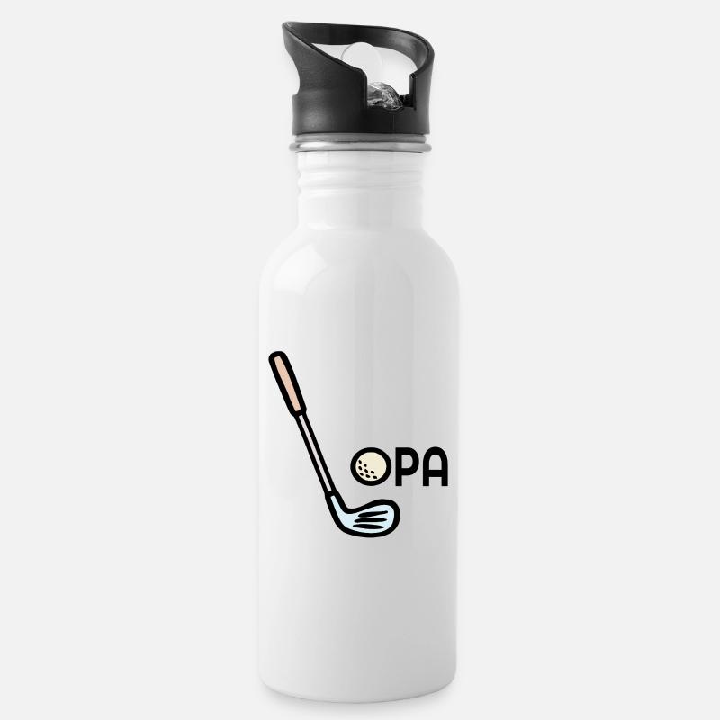 Golf Opa Golfschläger - Trinkflasche mit integriertem Trinkhalm - Weiß
