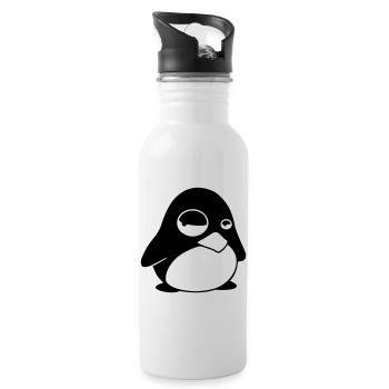 Mürrischer Tux – Lustiger Linux Pinguin für Nerds - Trinkflasche mit integriertem Trinkhalm - Weiß - Rechts