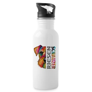Schnauzer - Trinkflasche mit integriertem Trinkhalm - Weiß - Rechts