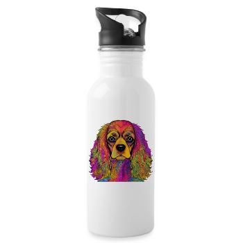 Cavalier King Charles Spaniel - Gourde avec paille intégrée - blanc - Droite