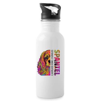 Cavalier King Charles Spaniel - Water bottle with straw - white - Right