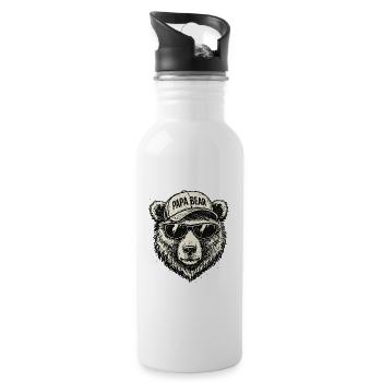 Papa bear Sunglasses Cap - Water bottle with straw - white - Right