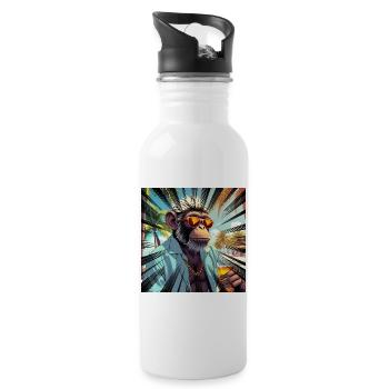 Resort style tropical monkey - Water bottle with straw - white - Right