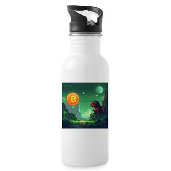 Space Bitcoin Odyssee - Trinkflasche mit integriertem Trinkhalm - Weiß - Rechts