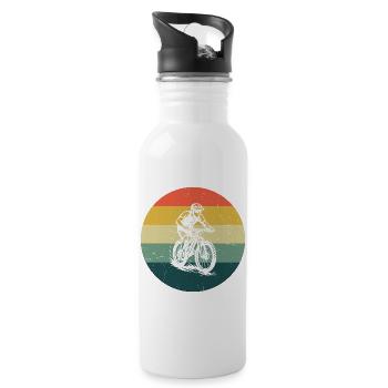 Fresh mountain bike motif for mountain bike - Water bottle with straw - white - Right