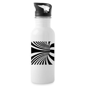 Monochromer Spiralfluss - Trinkflasche mit integriertem Trinkhalm - Weiß - Rechts