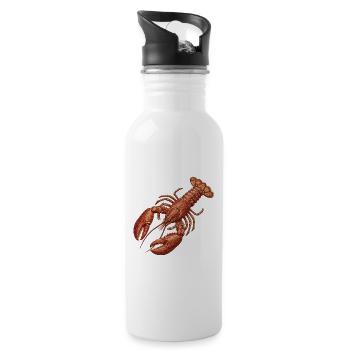 Lobster in embroidered look (printed) - Water bottle with straw - white - Right