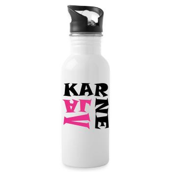 Karneval in Pink/Schwarz - Trinkflasche mit integriertem Trinkhalm - Weiß - Rechts