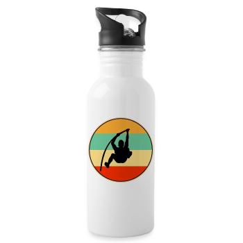 Vintage Pole High Jump Silhouette Retro Sunset Art - Water bottle with straw - white - Right