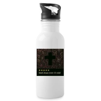 Kreuz im dunklen Nichts - Trinkflasche mit integriertem Trinkhalm - Weiß - Rechts