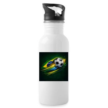 Brasilien Flagge Fußball Schwung - Trinkflasche mit integriertem Trinkhalm - Weiß - Rechts