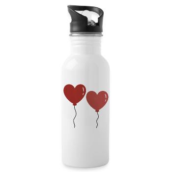 Twin Hearts Ballons - Trinkflasche mit integriertem Trinkhalm - Weiß - Rechts