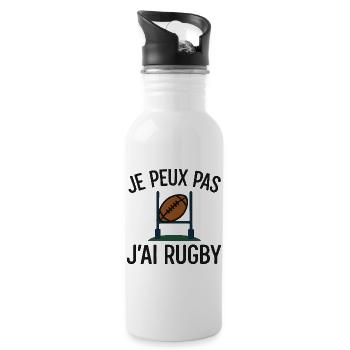 Je peux pas j'ai rugby - Gourde avec paille intégrée - blanc - Droite