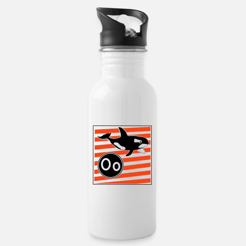 O wie Orca - Trinkflasche mit integriertem Trinkhalm - Weiß