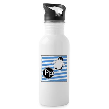 P for Penguin - Water bottle with straw - white - Right