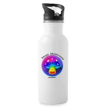Glowing Rainbow Mushroom Neon - Water bottle with straw - white - Right